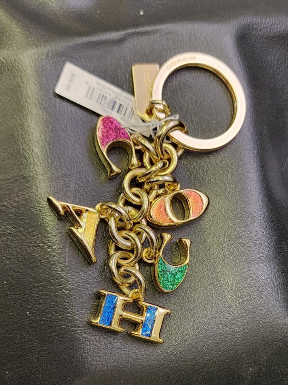 Coach Gold colored MultiColored Glitter Letters Keychain - Picture 3 of 4